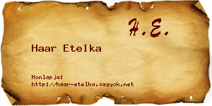 Haar Etelka névjegykártya